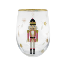 Nutcracker Pink 25251 Ballet Stemless Wine Glass Gold Foil Rim and Accents - $20.79