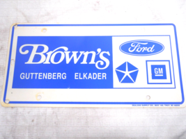 Brown's Ford Gm Chrysler Logo Guttenberg Elkader Plastic Dealer License Plate - $13.99