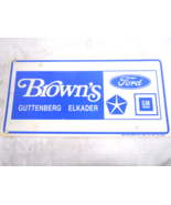 Brown&#39;s Ford GM Chrysler Logo GUTTENBERG ELKADER Plastic Dealer License ... - £11.16 GBP