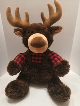 Aurora Lumberjack Moose 16" Bear Plush Stuffed Animal Plaid Overalls 2018 - $14.85