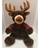 Aurora Lumberjack Moose 16&quot; Bear Plush Stuffed Animal Plaid Overalls 2018 - £11.61 GBP