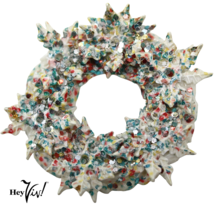 Vintage White Christmas Holiday Sparkle Snowflake Wreath Pin 2&quot; Across - Hey Viv - £14.10 GBP