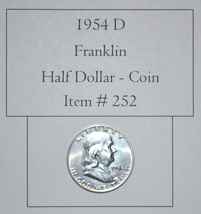 1954 D Franklin Half Dollar, # 252, vintage coins, rare coins, old coins, coins - £39.48 GBP