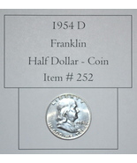 1954 D Franklin Half Dollar, # 252, vintage coins, rare coins, old coins, coins - $50.20