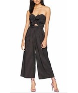 ASTR the Label Mara Black Pinstripe Strapless Cropped Wide Leg Jumpsuit ... - $59.39