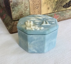 Nautical Themed Incolay Trinket Box, Blue and White - $25.00