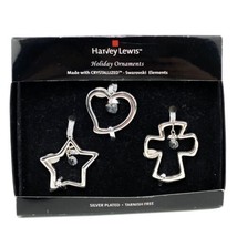 Harvey Lewis Holiday Ornaments Silver Plated w/ Swarovski Elements 3 pc Set - £18.05 GBP