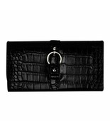 Time And Tru Women&#39;s Piper Filemaster Wallet Clutch Black Croc Snap Closure - £12.11 GBP