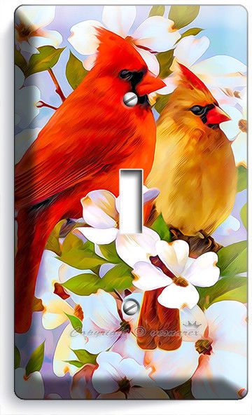 CARDINAL BIRDS MAGNOLIA FLOWERS TREE 1 GANG LIGHT SWITCH WALL PLATES ROOM DECOR