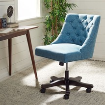 Safavieh Home Soho Light Blue Velvet Tufted Swivel Desk Chair - £290.27 GBP