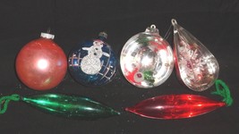 LOT of SIX Vintage Christmas Ornaments Poland Mercury Glass Plastic Mid-Century - £15.01 GBP