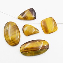 Yellow Fire Top Quality Natural Tiger Eye Gemstone Cabochon 5 Pieces Lot R31954 - £7.37 GBP
