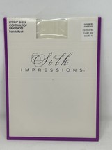 NEW Lycra Sheer Control Top Pantyhose Silk Impressions Sandalfoot Sz C WHITE - £6.25 GBP