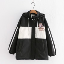 Japanese Winter Kawaii Fashion Girls Coat Women  Fleece Warm Black Hooded Jacket - £118.31 GBP