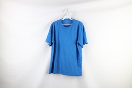 Vtg Lands End Mens Large Thrashed Blank Short Sleeve T-Shirt Royal Blue Cotton - $29.65