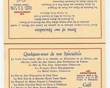 Cafe Chauveron Table Top Menu New York Le Cuisine Francaise 1950&#39;s French  - $77.22