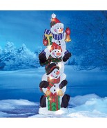 LED Lighted Stacked Snowman Trio Stake Frosty Christmas Holiday Outdoor ... - $470.22 MXN