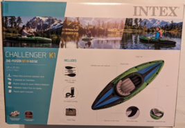 Intex Challenger K1 Inflatable 1-Person Kayak Set With Oars and Pump NEW Green - £90.31 GBP