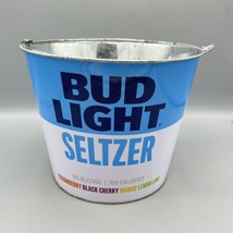 Bud Light Seltzer Metal Ice Beer Bucket &amp; Handle Ice Pail Drink Parties - £12.39 GBP