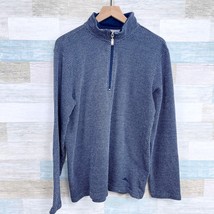 Tommy Bahama 1/4 Zip Mock Neck French Terry Sweater Blue Chevron Mens Me... - $34.64