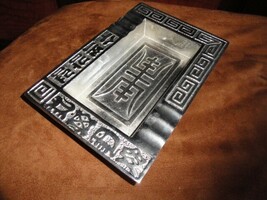 Oriental Ashtray Nickel Chrome Plated Ashtray 9" L x 6" W 1 1/8" H image 5