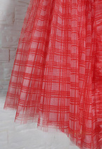 Red Plaid Ruffle Tulle Skirt Women Custom Plus Size A Line Long Tulle Skirt image 11