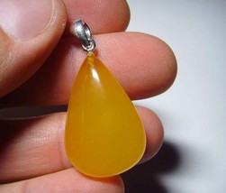 Amber pendant Genuine Baltic Amber butterscotch drop Amber piece silver  4gr Q53 - £38.76 GBP