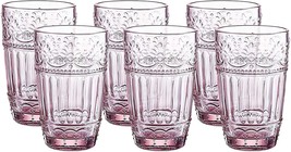 High Ball Glasses Set Vintage Glassware Drinking Tumblers Water Juice Pink Set 6 - £38.70 GBP