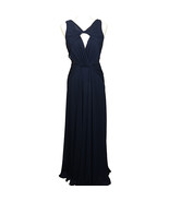 Badgley Mischka Navy Petunia Sleeveless Long Flowy Formal Gown Size 4 - $149.99