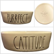 Rae Dunn Artisan Cat Bowls Purrfect Catitude Food Water Set Of 2 Magenta Dishes - £20.33 GBP