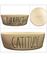 Rae Dunn Artisan Cat Bowls PURRFECT CATITUDE Food Water Set of 2 Magenta... - £20.19 GBP