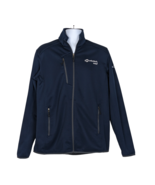 Eddie Bauer Men&#39;s Sz L Softshell Dark Blue Fleece Lined Jacket Full Zip ... - £26.63 GBP