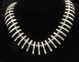 MEXICO 925 Sterling Silver - Vintage Heavy Fishbone Chain Necklace - NE3379 - $479.79