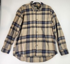 Cabelas Shirt Mens XL Brown Blue Plaid Outdoor Casual Classic Thick Work Wear - £23.34 GBP