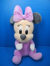 Disney Parks Pink Baby Minnie Mouse Plush 11” Stuffed Toy Pink Gray - $12.00