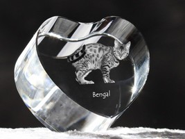 Bengal cat, crystal heart with cat, souvenir, decoration, limited edition - £45.45 GBP