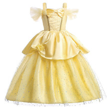 Kid Girl Princess Belle Cosplay Dress Halloween Christmas Party Costume - £14.46 GBP