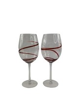 PIER 1 Red Swirl SWIRLINE Wine Water Cocktail Glasses Goblets Swirl 2 Large - $39.56