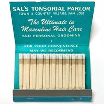 Sals Tonsorial Parlor San Jose CA Vintage Matchbook Town Country Male Hair Care - $14.46