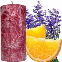 Sweet Orange &amp; Lavender Scented Palm Wax Pillar Candle Hand Poured - £19.61 GBP+