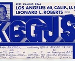 QSL Card K6GJS Los Angeles California Leonard Roberts 1955 - £7.95 GBP