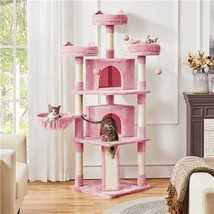 Cat Tree Cat House Cat Tower With Caves Condos Platforms Scratching Posts, Pink - £129.35 GBP