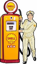 Shell Gas Pump / Attendent Laser Cut Advertising Metal Sign 60&quot; - $490.05