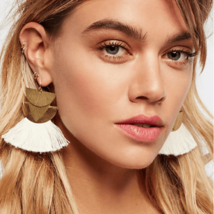 Geometric Fan Tassel Earrings - $61.26 CAD