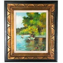 &quot;Courting in the River&quot; by Lerin, Framed Oil on Board, 16&quot; x 12&quot; - £1,807.01 GBP