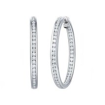 1.50Ct Round Simulated Diamond Fancy Hoop Earrings 14K White Gold Plated - £88.60 GBP