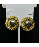 Vintage Chunky Gold Tone Button Clip On Earrings (3765) - $12.50
