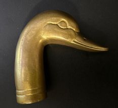 Vintage Brass Duck Walking Stick Cane Threaded Handle with Threaded Slee... - $10.85