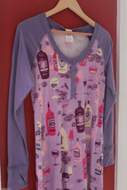 NWT Munki Munki Heather Ross Purple Pink Wine Lover&#39;s Henley Night Shirt S $78 - £22.06 GBP