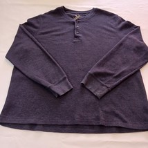Faded Glory Mens Blue Cotton Blend Thermal Sweatshirt Button Knit Crew 2... - €10,66 EUR